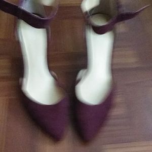 Wine suede heels